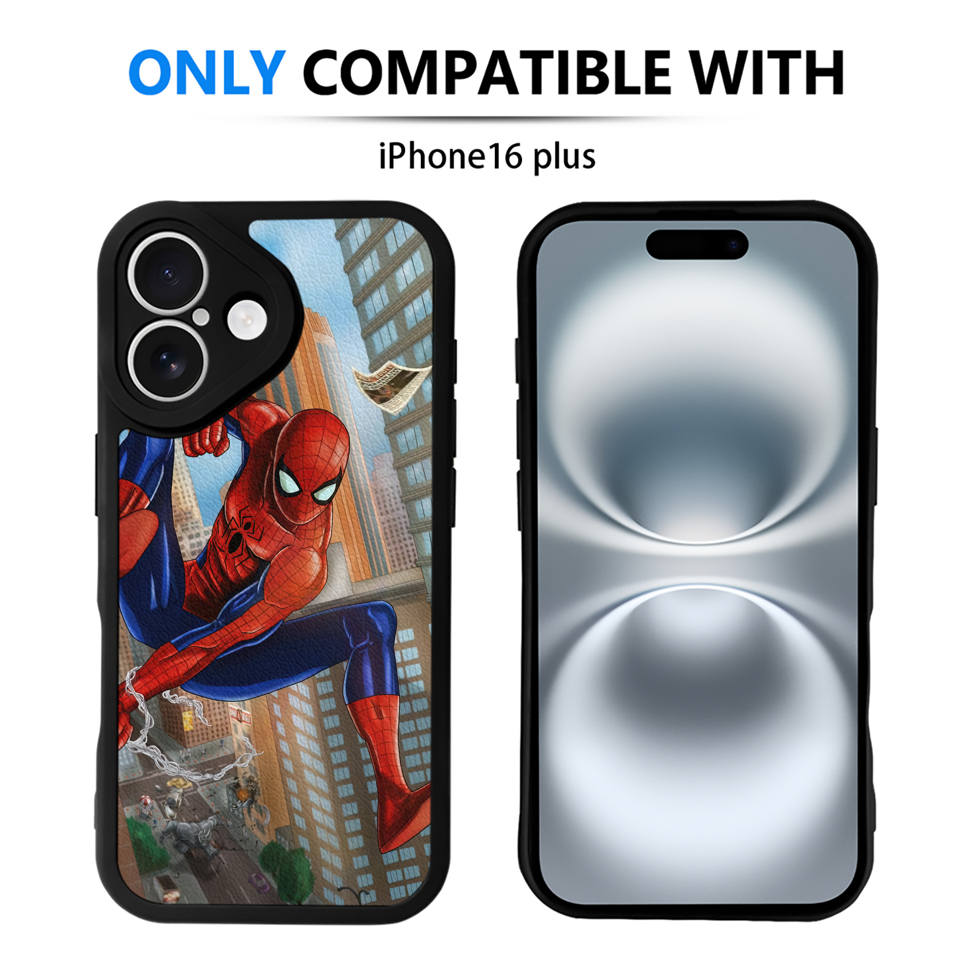 （画像用） Spider Man スパイダーマン 【iPhone 16シリーズ対応】シリコンスマホケース（レザー調） 材質：シリコン